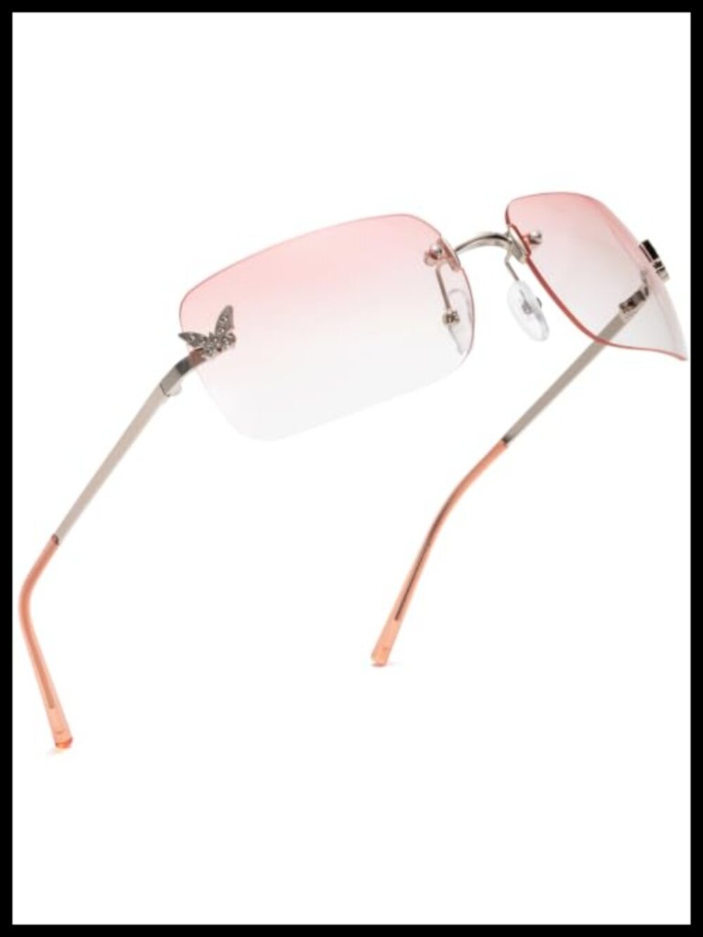 Y2K Rhinestone Butterfly Sunglasses UV400 Lightweight Retro Shades